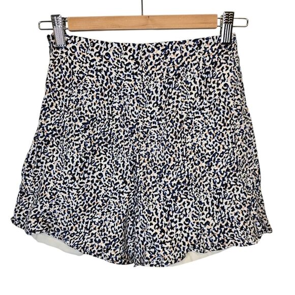 Express Women's 00 Animal Print White Black Faux Wrap Skirt Skort Linen Blend - Picture 7 of 11